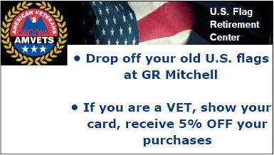RETIRE U.S. FLAGS AT GR MITCHELL FOR 25% OFF